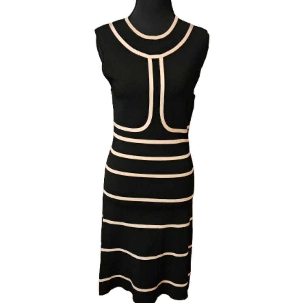 Ted Baker Black and Cream Midi Dress